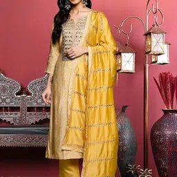 Varanga Women Ethnic Motifs Embroidered Regular Gotta Patti Kurta with Trousers & With Dupatta-38