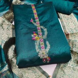 MANVAA Floral Woven Design Beads & Stones Jacquard Unstitched Dress Material-image-92