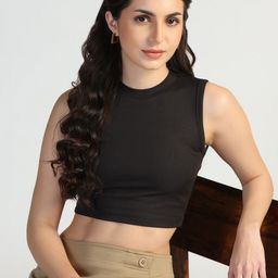 FLY STITCH Women Ribbed Fitted Crop Top-image-36