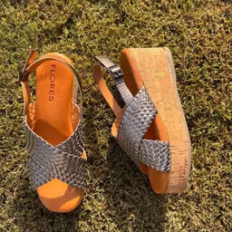 Peach Flores Kyoto Women Leather Wedge Heeled Sandals-37