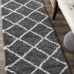 Banchmark Home Furnishings Grey Geometric Shaggy Woollen Carpet-picture-18