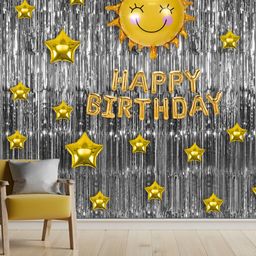 Special You 12-Pcs Yellow & Grey Sun & Star Theme Birthday DecorationKit-27