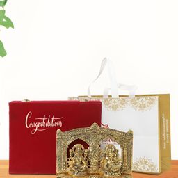 INTERNATIONAL GIFT Gold-Toned Laxmi Ganesh Religious Idol Showpiece-image-85