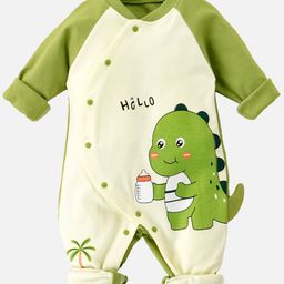 Little Surprise Box LLP Infants Baby Bottle Dino Print Full Sleeves Jumpsuit Style Rompers-image-84