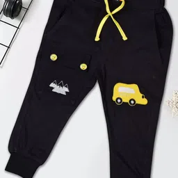 WORTON FASHION Boys Black Cotton Track Pants-picture-1