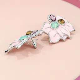 KRENOZ Silver-Plated Stainless Steel Rhinestone Resin Flower Elegant Acrylic Petal Studs-image-40