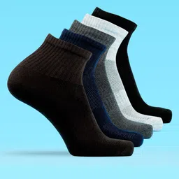 LUX MOZZE Men Pack Of 5 Assorted Cotton Stretchable Moisture Absorbent Ankle-Length Socks-picture-8