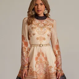 JC Collection Ethnic Motifs Print Fit & Flare Mini Dress-image-97