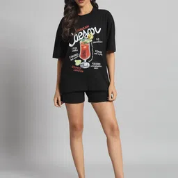 GRIFFEL Printed Pure Cotton T-Shirt & Shorts Co-Ords-image-93
