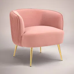 nestroots Pink & Gold Toned Tufted Velvet Accent Lounge Chair-image-94