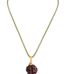 ADMIER Unisex Gold-Plated Four Mukhi Rudraksha Beaded Pendant with Chain-picture-14