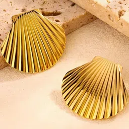 AKISON JEWELS Women Seashell 18K Gold Plated Anti Tarnish Korean Earrings-image-7