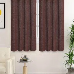 Saral Home Brown Set of 2 Geometric Black Out Window Curtain-image-5