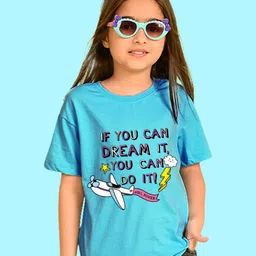 NUSYL Girls Typography Printed Oversized Cotton T-shirt-image-47