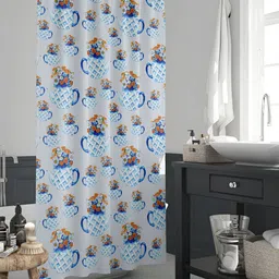 ArtzFolio Blue & White Floral Printed Waterproof Shower Curtain-image-30