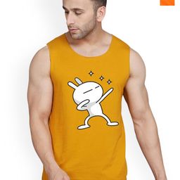 SLOWLORIS Pack Of 2 Printed Sleeveless Combed Cotton Gym Vests-picture-41