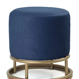 Blck Homes Blue Metal & Cotton Lucas Pouffe Ottomans-image-61