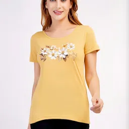 Romaisa Women Pack of 2 Floral Printed Round Neck Cotton T-shirts-picture-24