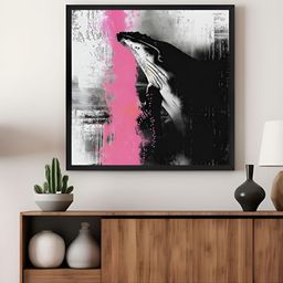 999Store Black & Pink Canvas Whale Graffiti Wall Art-image-57