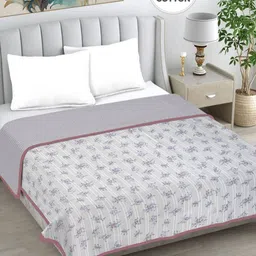 FABINALIV Grey & Purple Floral AC Room 233 GSM Double Bed Dohar-image-32