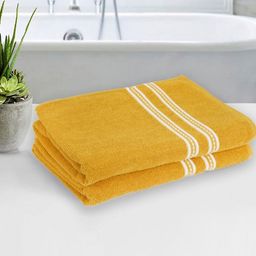 Myntra Elegant Homes Yellow & White 2 Cotton 500 GSM Bath Towel-picture-32