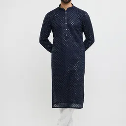 Twamev Men Embroidered Regular Thread Work Kurta with Churidar-image-13