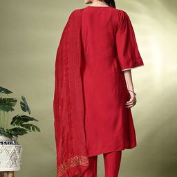 Sangria Embroidered Regular Kurta with Dhoti Pants & With Dupatta image 5