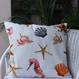 Crown of Poppies White & Grey Abstract Square Cushion Covers-35
