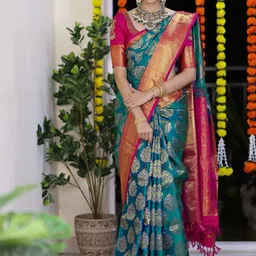 revika Ethnic Motif Zari Woven Pure Silk Kanjeevaram Saree-picture-13