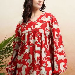 Tokyo Talkies Women Conversational Printed Fit & Flare Mini Dress-image-83