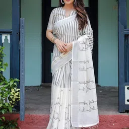 KALINI Striped Zari Border Banarasi Saree-image-20