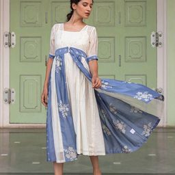 The Yellow Bow Floral Printed Puff Sleeves A-Line Midi Dress-image-20