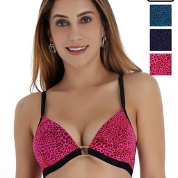 SELFCARE Pink Non-Wired Lycra Plunge Bra-image-17