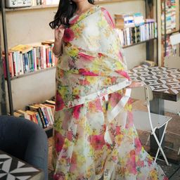 PYOS Floral Organza Saree-image-47