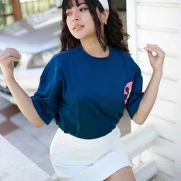 Sugercandy Women Graphic Printed Round Neck Cotton Oversized T-Shirt-image-72