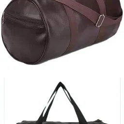 20 L Gym Duffel Bag - 20L Leather Gym Duffle Bag for Men & Women | Adjustable Shoulder Gym Bag - Brown, Black-image-62