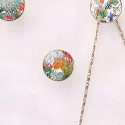 Indianshelf 3-Pcs Green & Red Printed Ceramic WallHooks image 2