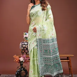 LeeliPeeri Designer Woven Design Zari Linen Blend Saree-picture-31