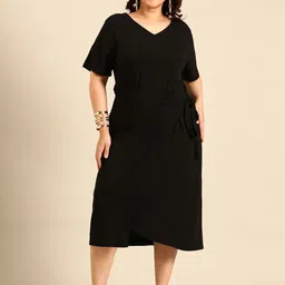 The Pink Moon Women Black Knot Midi Dress-image-17
