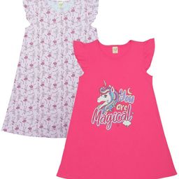 Clothe Funn Girls Printed Maxi Nightdress-image-2