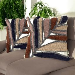 LUSHLYF White & Brown Set of 2 Quirky Square Cushion Covers-23
