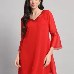 Curvydrobe V-Neck Bell Sleeve A-Line Dress-picture-33
