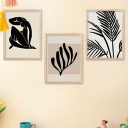 Kotart Brown & Black 3 Pieces Abstract Printed Wooden Wall Arts-picture-46