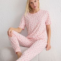 Trendyol Women Printed Round Neck Night Suit-image-52