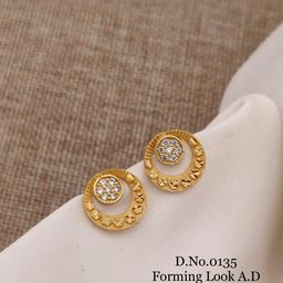 RACHANA FASHION Gold pleated Circular Studs Earrings-17