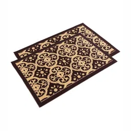 Aura Set Of 2 Brown & Black Jacquard-Designed Anti-Skid Doormat-44
