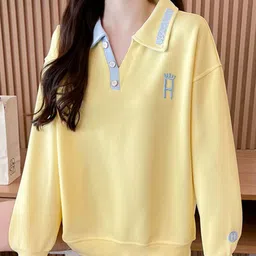 JC Mode Women Shirt Collar Pullover Sweatshirt-image-35