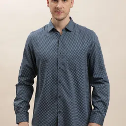 Turtle Men Classic Spread Collar Micro Ditsy Printed Lyocell Slim Fit Formal Shirt-image-88