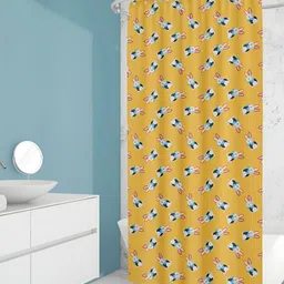ArtzFolio Yellow & White Printed Water Proof Shower Curtain-image-82