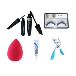 skrynnzer Set Of 6 EyelashMascaraLiquid Eyeliner Beauty Blender Glue & Curler-47